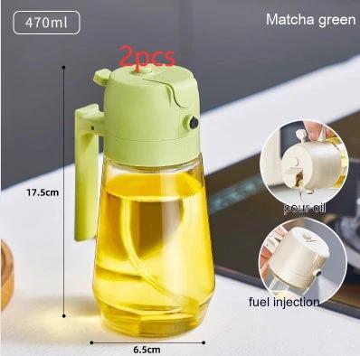 Distributeur de vaporisateur d'huile d'olive 470ML - Bouteille en verre 2-en-1 pour la cuisine