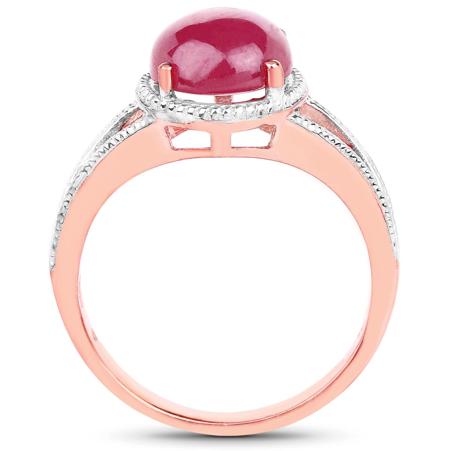 14K Rose Gold Plated 5.05 Carat Glass Filled Ruby Ring