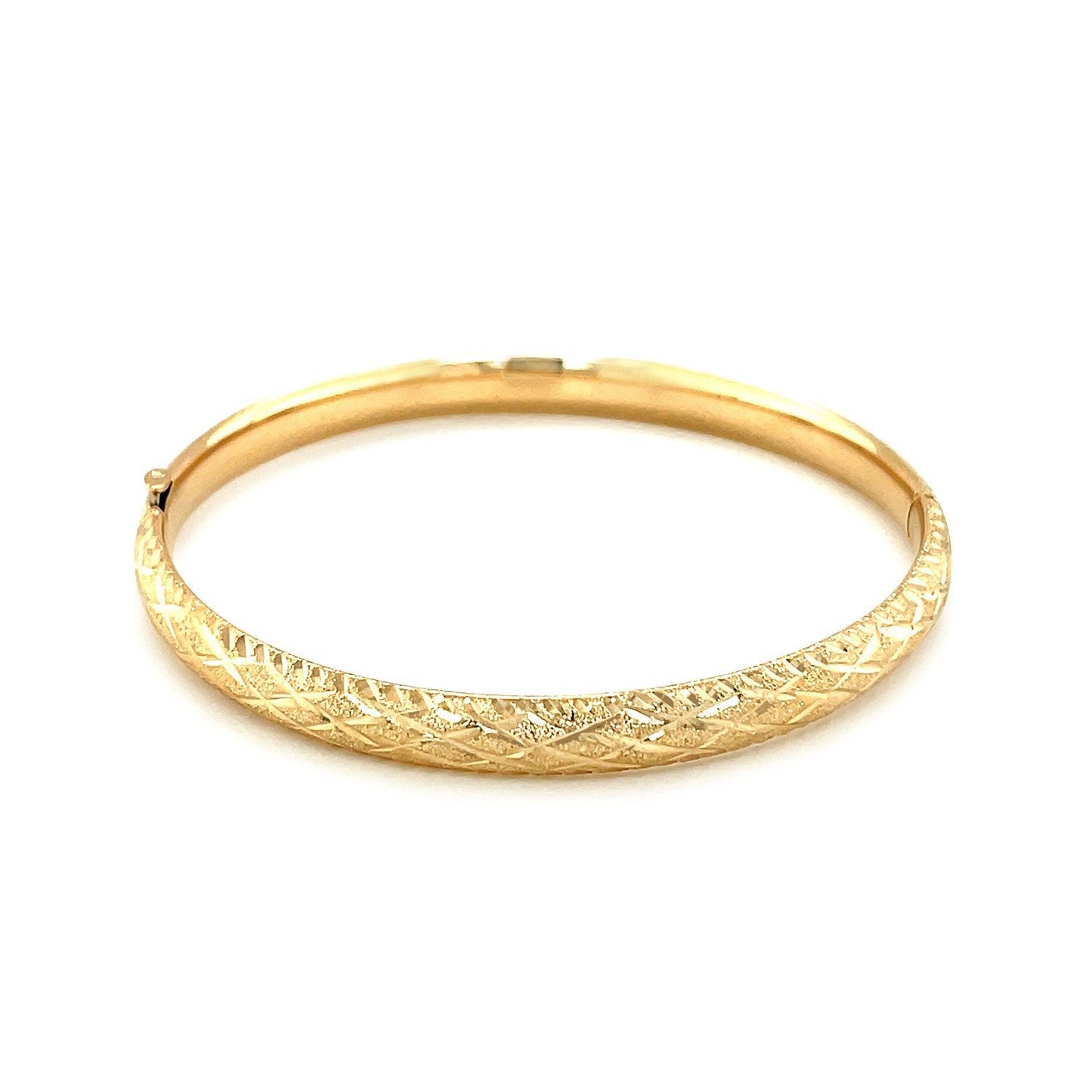 14k Yellow Gold Diamond Cut Design Children's Bangle