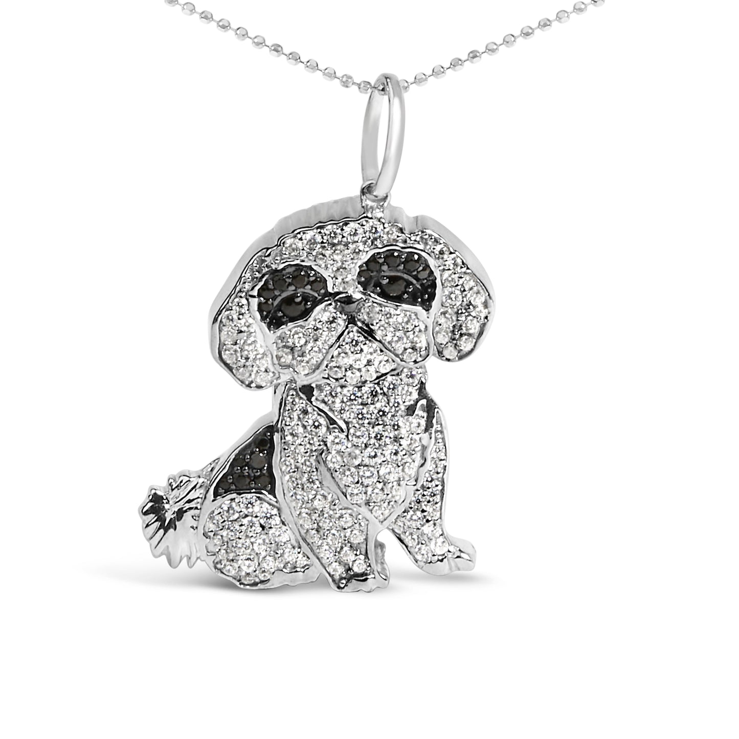 Collar de Péndulo de Shih Tzu de Diamante de Plata Esterlina .925