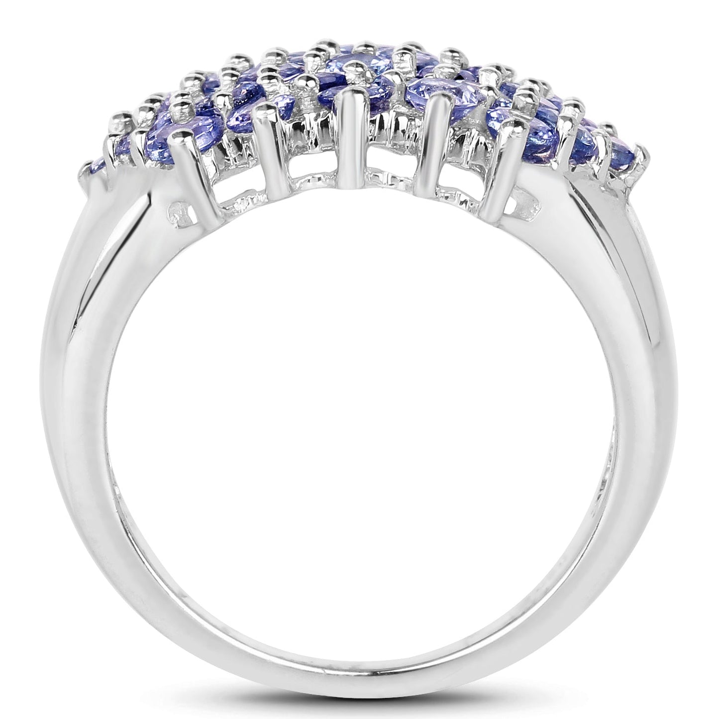 2.03 Carat Genuine Tanzanite Sterling Silver Engagement Ring