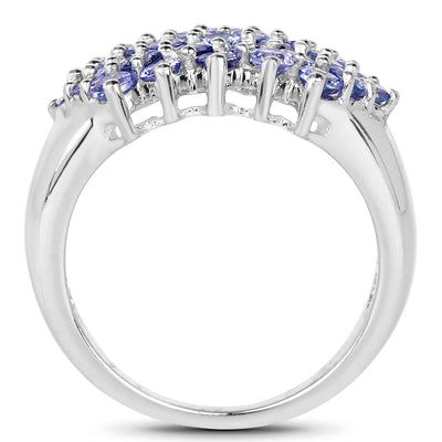 2.03 Carat Genuine Tanzanite Sterling Silver Engagement Ring