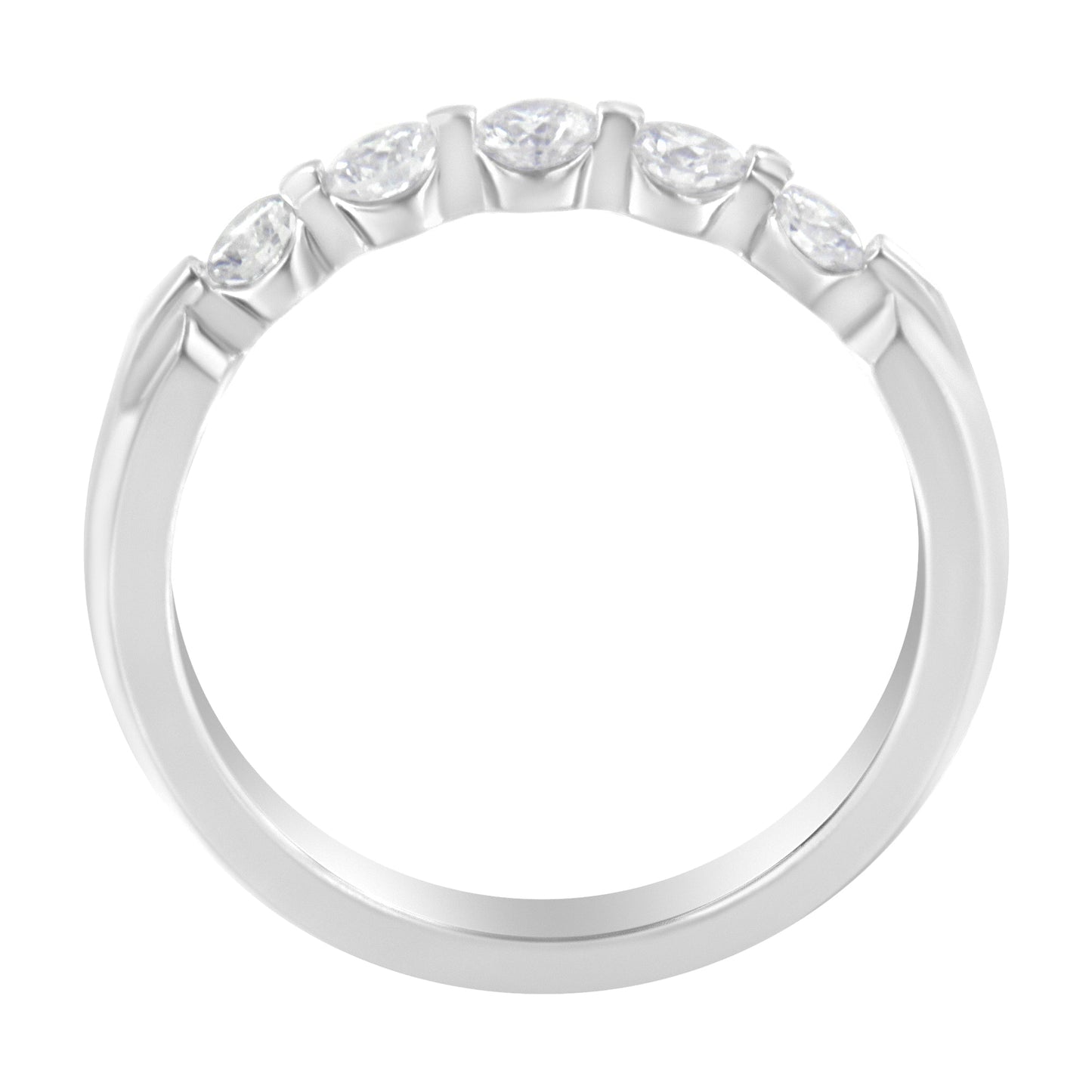 Anillo de banda de 5 piedras de diamante de oro blanco de 14K - Talla 7