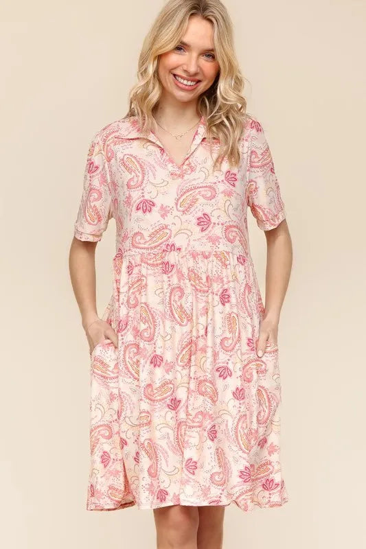 Robe en tricot à imprimé paisley évasée