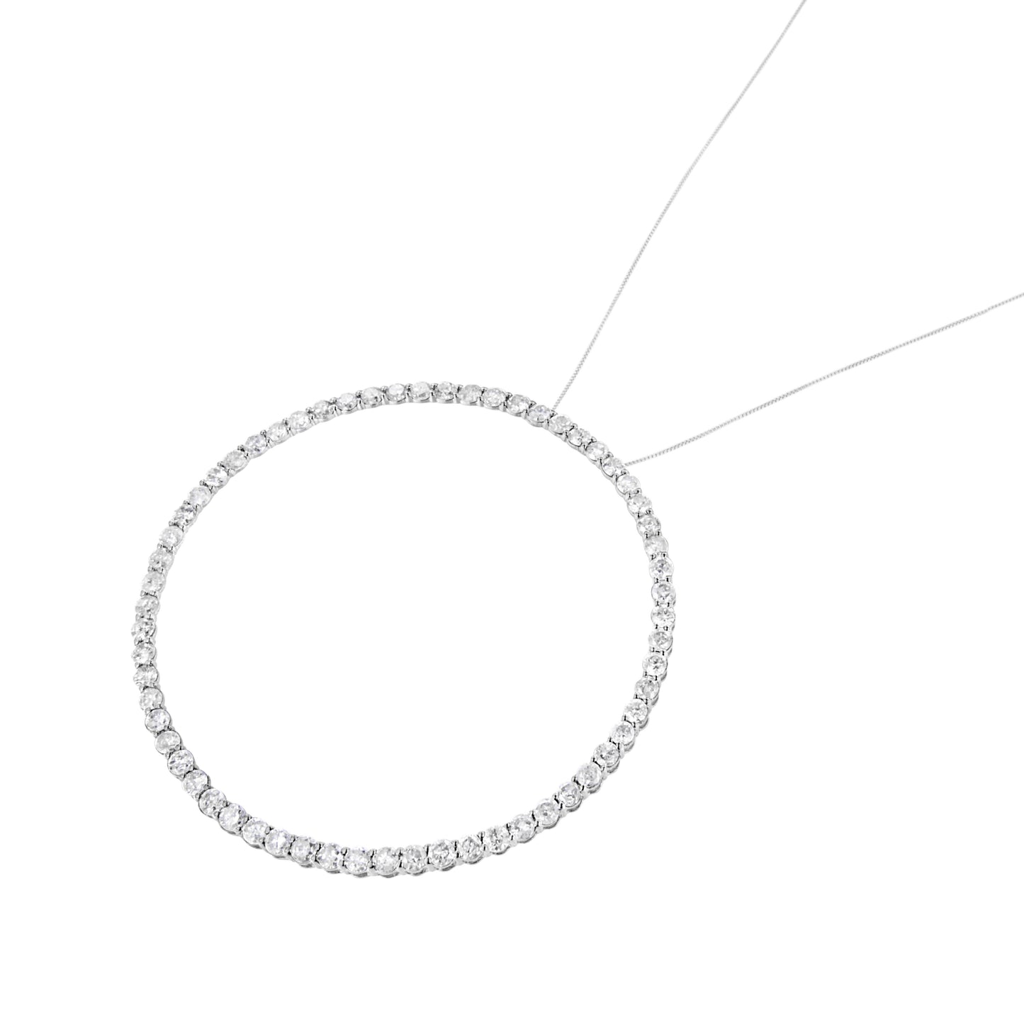 Collier Pendentif Ouvert en Cercle en Argent Sterling .925 avec Diamants de 5.0 Cttw
