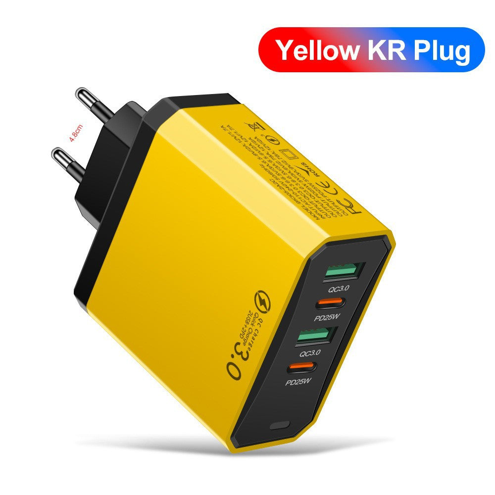 Four in one 2USB+2PD mobile phone charger, tablet plug, European, American and British standard super fast charging - Korvel