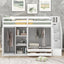 Functional Loft Bed with Storage and Shelves in White