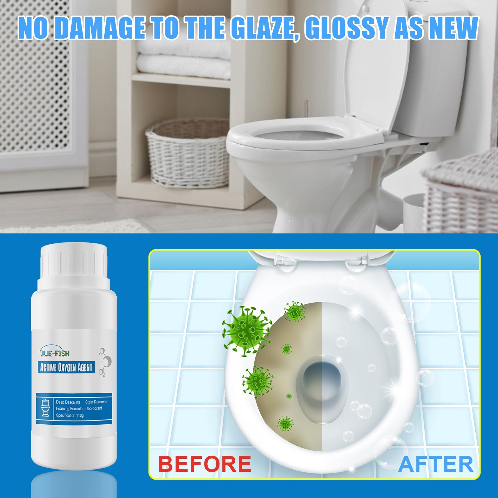 Toilet Reactive Oxygen, Toilet Decontamination Detergent Household Toilet Cleaner - Korvel