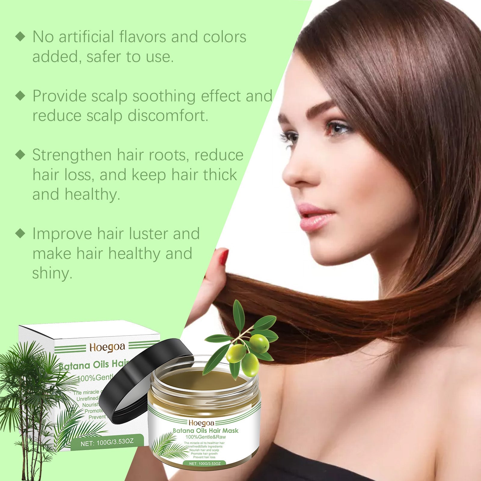 Batana Oil Hair Mask Improves Hair Quality Dry Hair, Moisturizing And Smoothing Hair Care Hair Mask - Korvel