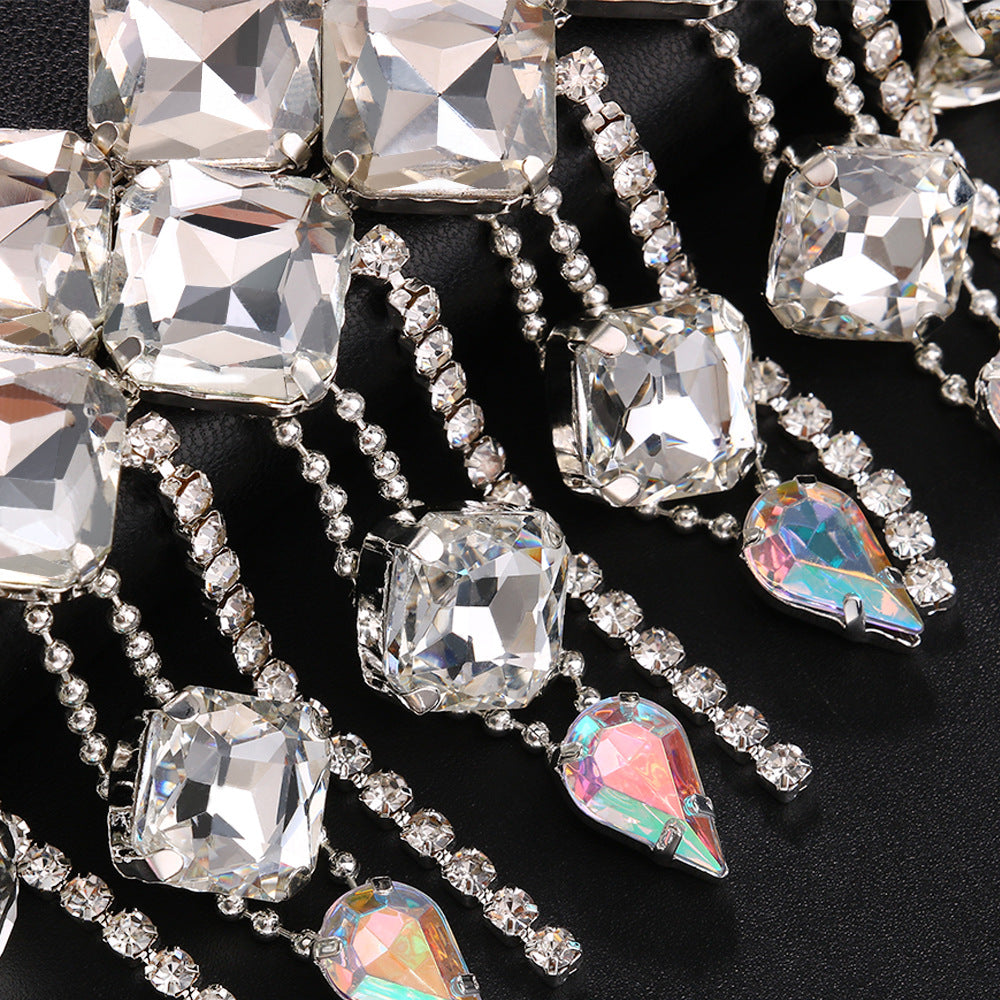 Trendy exaggeration hair chain, European and American fashion, water droplets full of diamonds hair accessories, headwear accessories, hair chain - Korvel