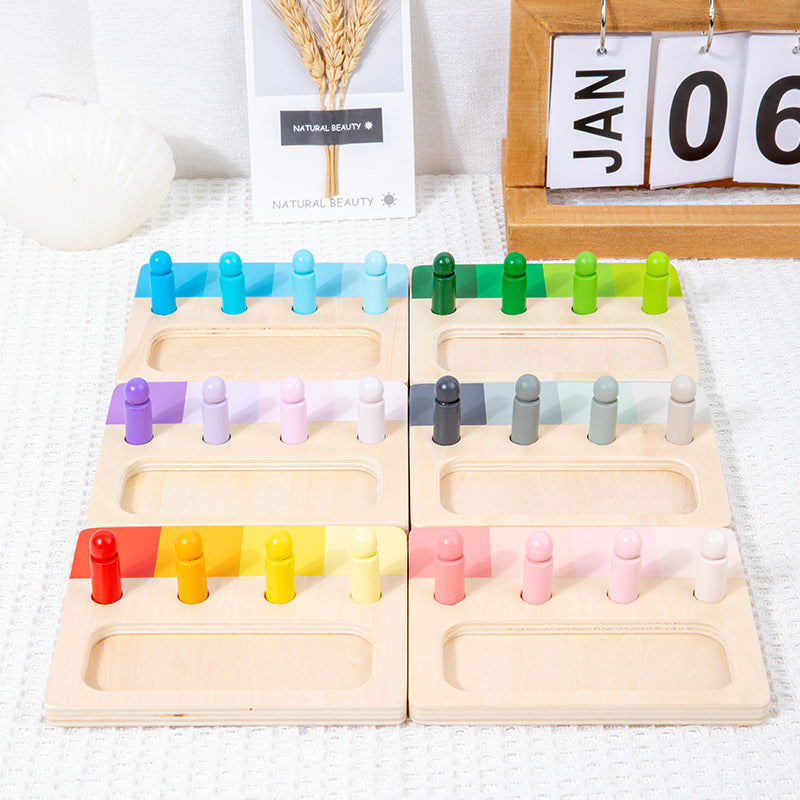 Colorful sensory integration wooden insert board, hands-on and brainpower color discrimination teaching aids, children's wooden toys - Korvel