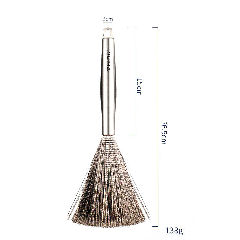 Stainless Steel Pot Brush Dishwashing Pot Brush Long Handle Household Cleaning - Korvel
