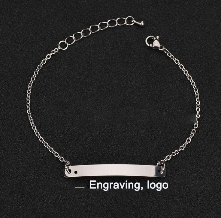 Stainless steel personalized engraved three color curved bracelet simple and personalized women's bracelet - Korvel