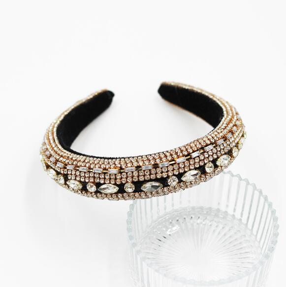 Baroque Full Crystal Hair Bands For Women Lady Luxury Shiny Padded Diamond Headband Hair Hoop Fashion Hair Accessories - Korvel