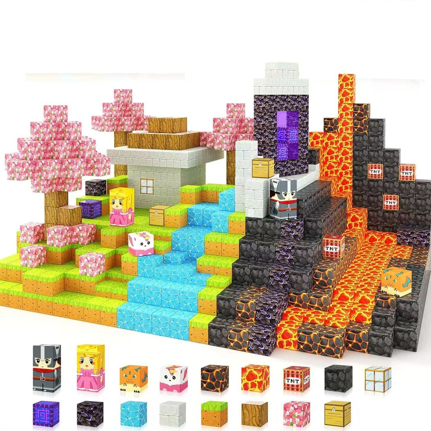 My Building World Magnetic Cube DIY Cherry Blossom Mountain Children's Educational Puzzle Assembly Toy Gift - Korvel