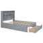 Full Size Platform Bed with Storage Headboard and 2 Drawers, Gray - Korvel
