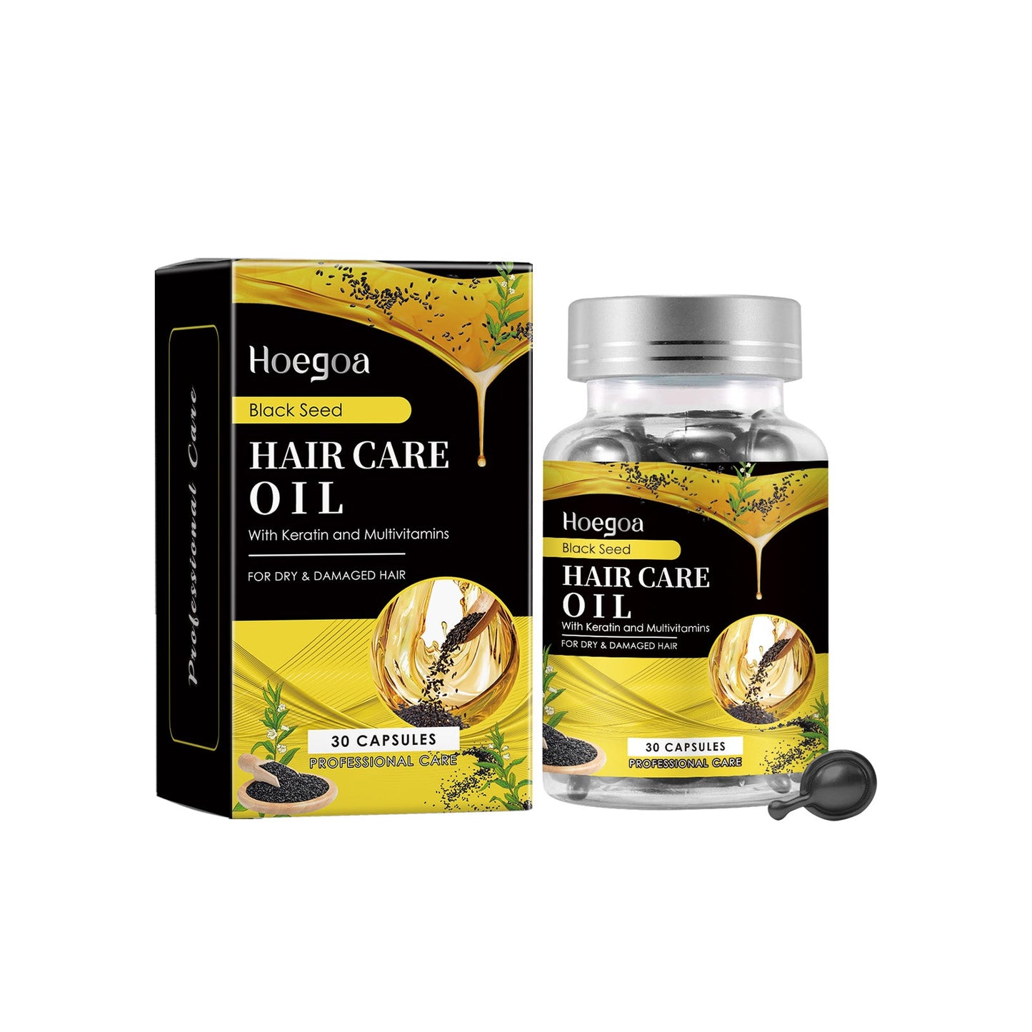 Black Sesame Oil Hair Care Capsules Nourish And Repair Dry Hair And Smooth Hair Care Essential Oil - Korvel