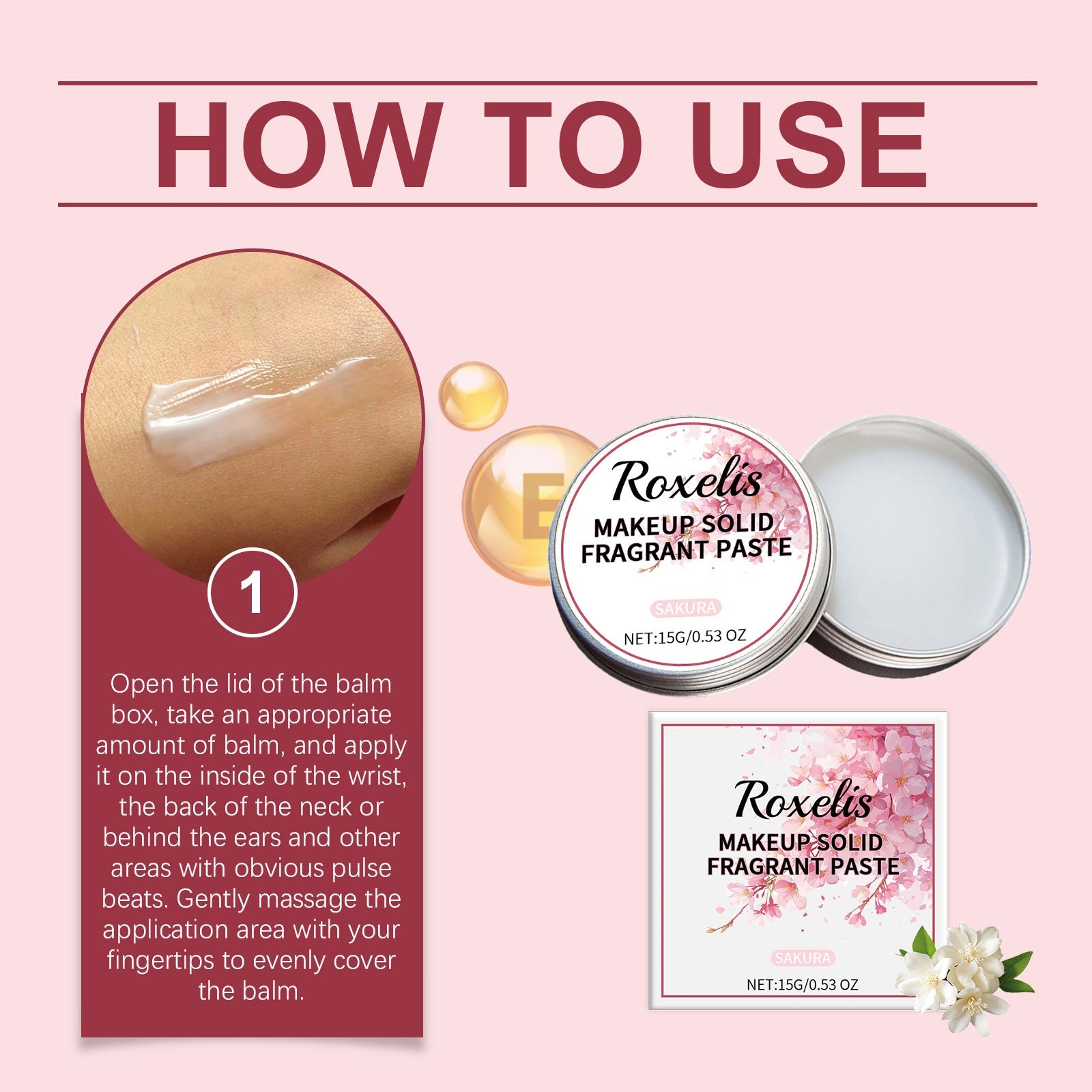 Solid Cherry Blossom Balm Mild Elegant Lasting Light Fragrance Exudes Charm Refreshing Non-Sticky Date Pocket Balm - Korvel