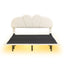 Queen Size Upholstery LED Floating Bed with PU Leather Headboard and Support Legs,Beige - Korvel