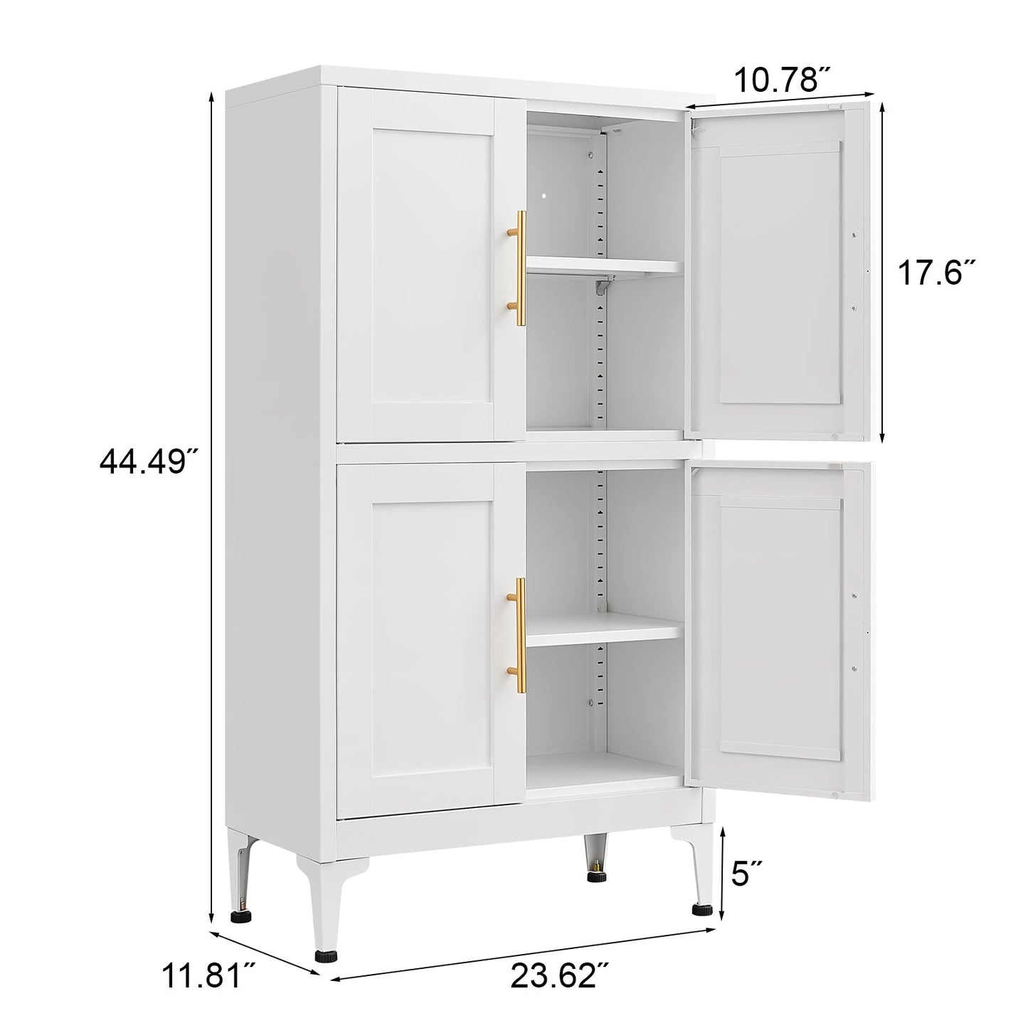 Elegante gabinete de almacenamiento de metal blanco para cocina