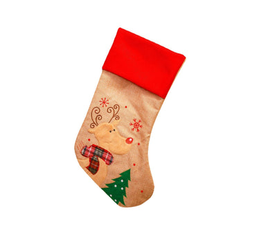 Christmas Decoration Linen Red Bordered Old Man Snowman Christmas Socks Christmas Gift Bag Candy Socks - Korvel