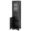 Tall Bathroom Cabinet, Freestanding Storage Cabinet with Drawer and Doors, MDF Board, Acrylic Door, Adjustable Shelf, Black - Korvel
