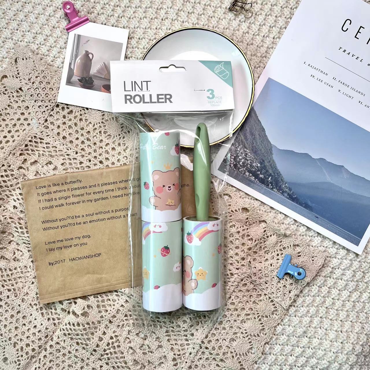 Cartoon pattern lint remover lint roller dust removal paper tearable clothing lint remover - Korvel