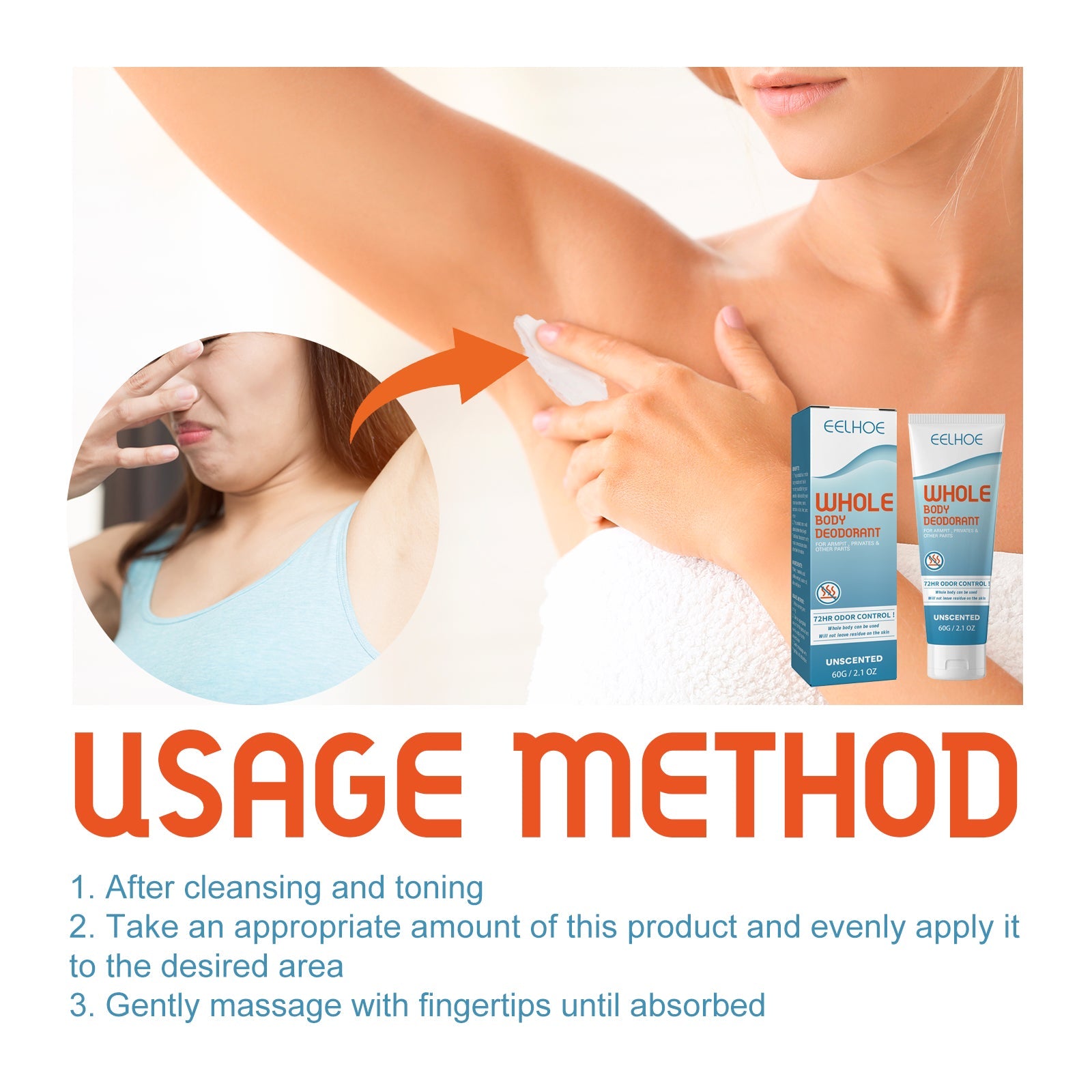 Whole Body Deodorant, Long Lasting Fragrance Clean Body Odor Body Odor Sweat Refreshing Fragrance Care Cream - Korvel