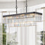 Chandeliers,Rectangular Crystal Chandelier Adjustable,E12 Modern Industrial Crystal Lights (Bulb Not Included) - Korvel