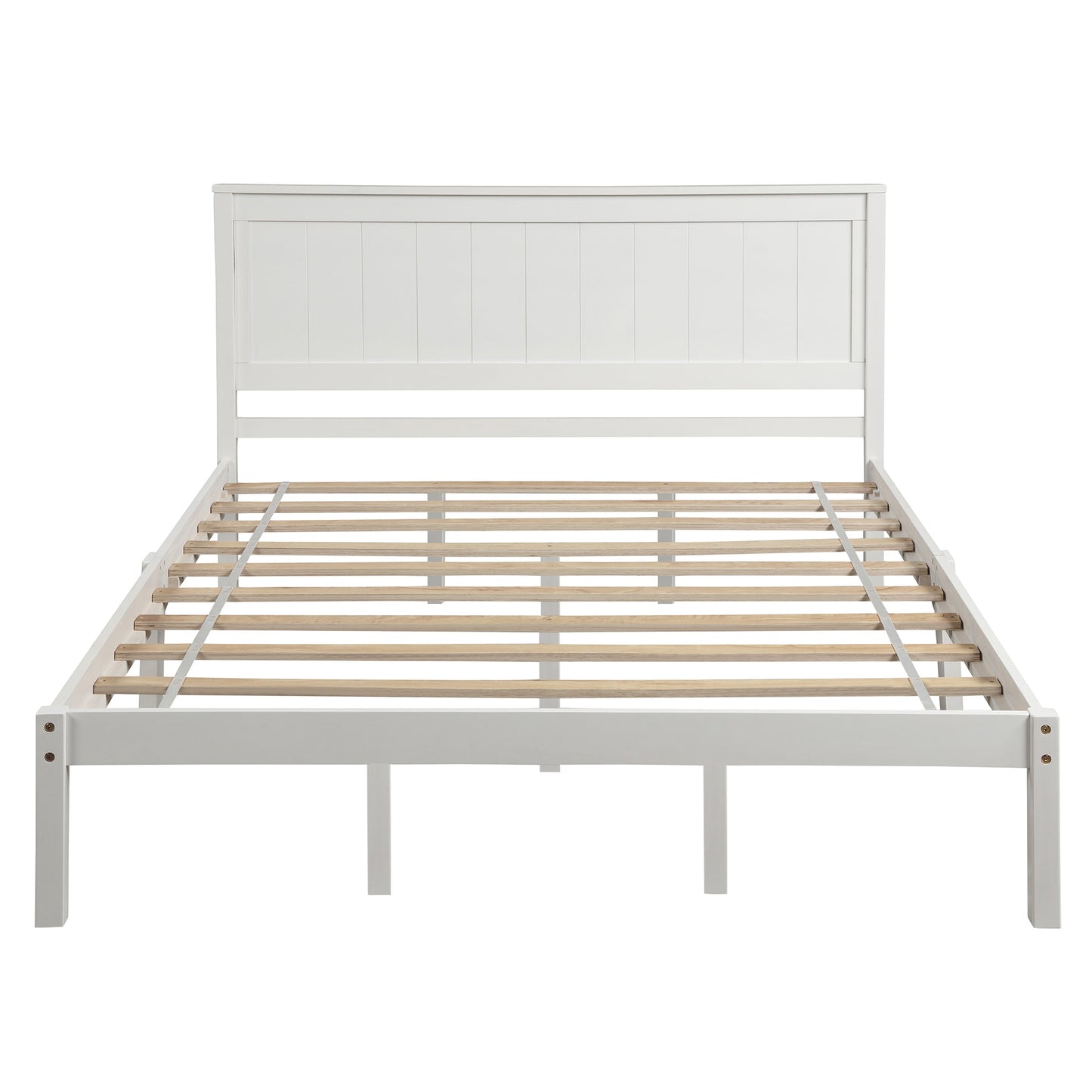 Elegante Estructura de Cama Plataforma Reina con Cabecera - Blanca