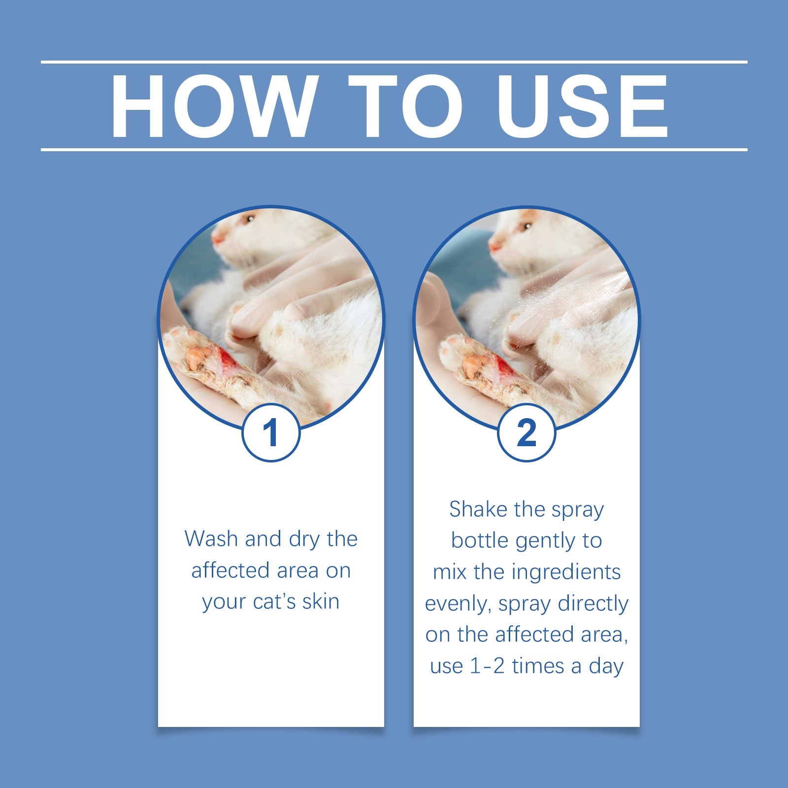 Cat Skin Care Spray, Gentle Cleaning Care Pet Skin Discomfort Body Care - Korvel