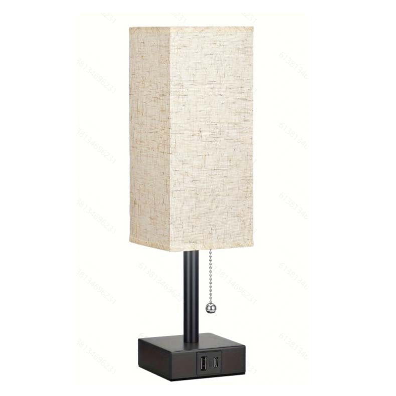 Linen 90 square desk lamp zipper switch three color temperature variable light A+C USB charging - Korvel