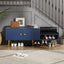 Modern Navy Shoe Storage Bench with Hidden Storage & Cushions