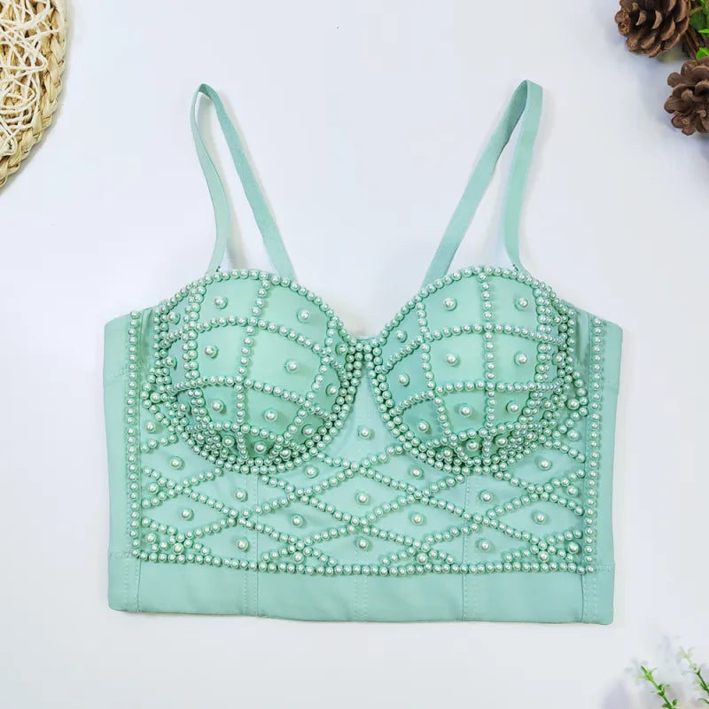 Camiseta sin mangas de perlas elegantes para mujeres