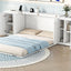 Lit Murphy Queen Size avec étagères et ports USB - Blanc