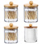 Bamboo cover cotton swab box portable round container cosmetic cotton puff storage box cotton swab makeup remover cotton box - Korvel