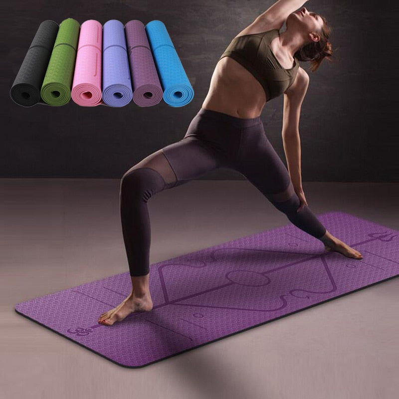 1830*610*6mm TPE Yoga Mat with Position Line Non Slip Carpet Mat For Beginner Environmental Fitness Gymnastics Mats - Korvel