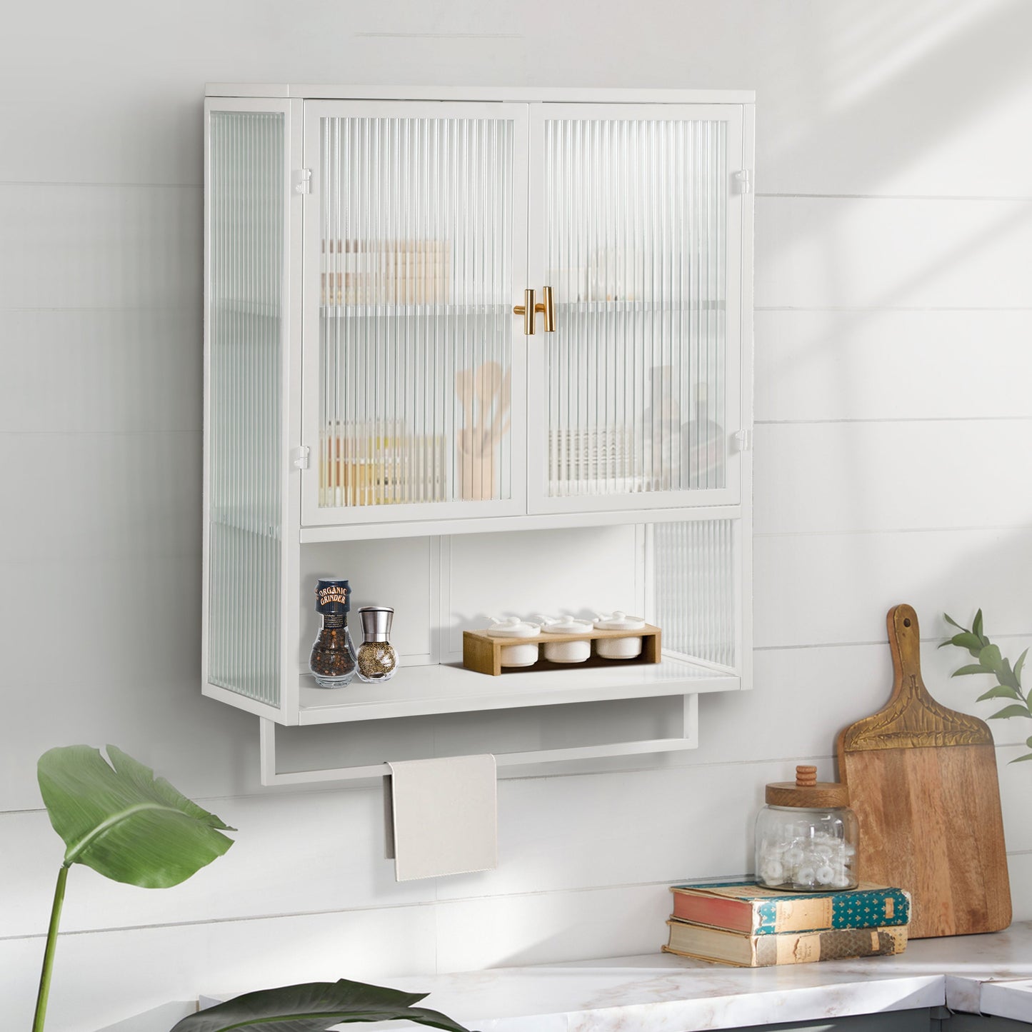 Modern Two-Door Wall Cabinet with Glass Doors