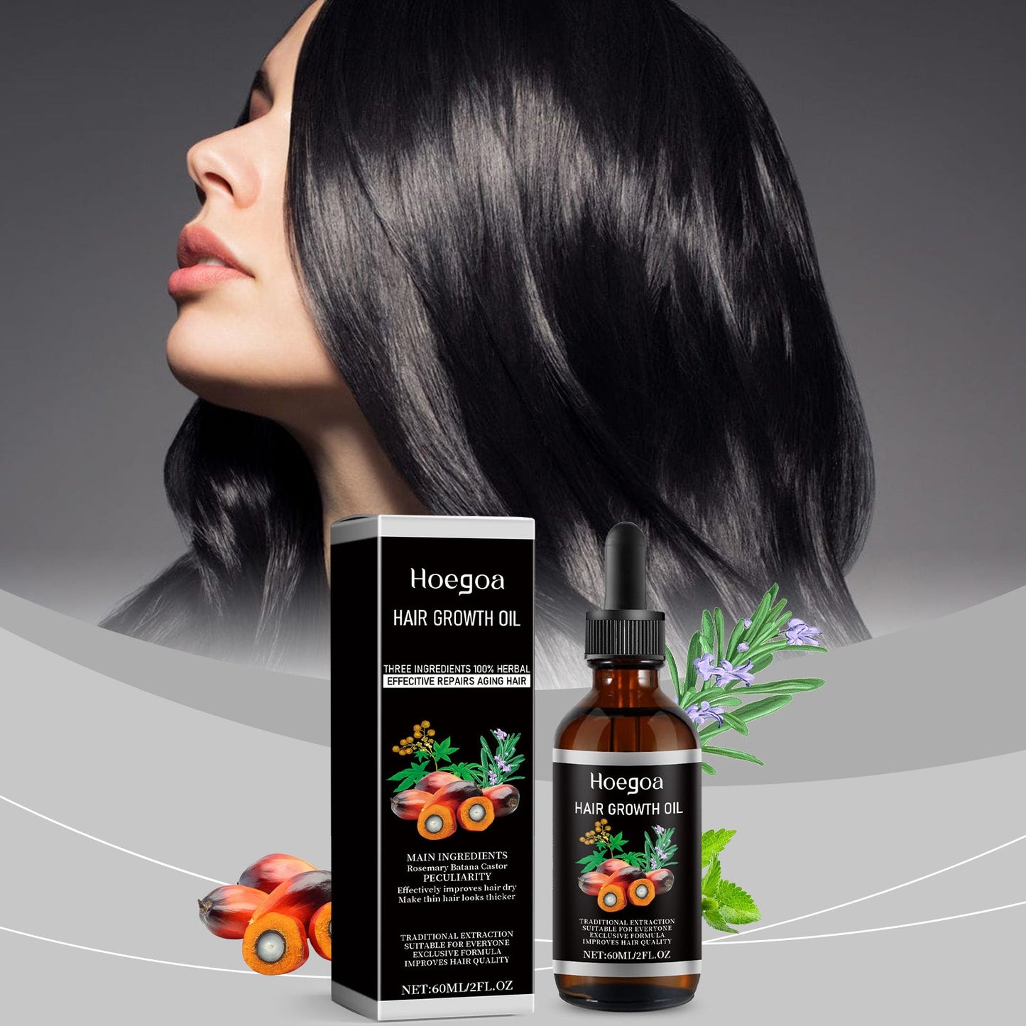 Essence de soin capillaire à l'huile de palme pour des cheveux nourris et résistants