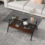 Rectangle Coffee Table with Tempered Glass top and Brown MDF Shelf, Modern Table for Living Room, Gray Glass - Korvel
