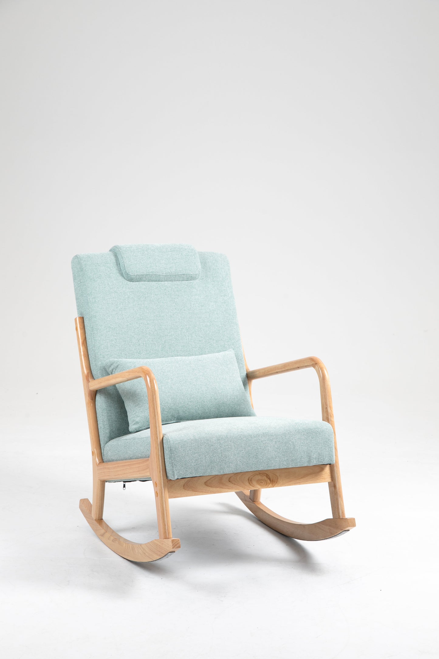 Premium Upholstered Rocking Chair with Lumbar Pillow