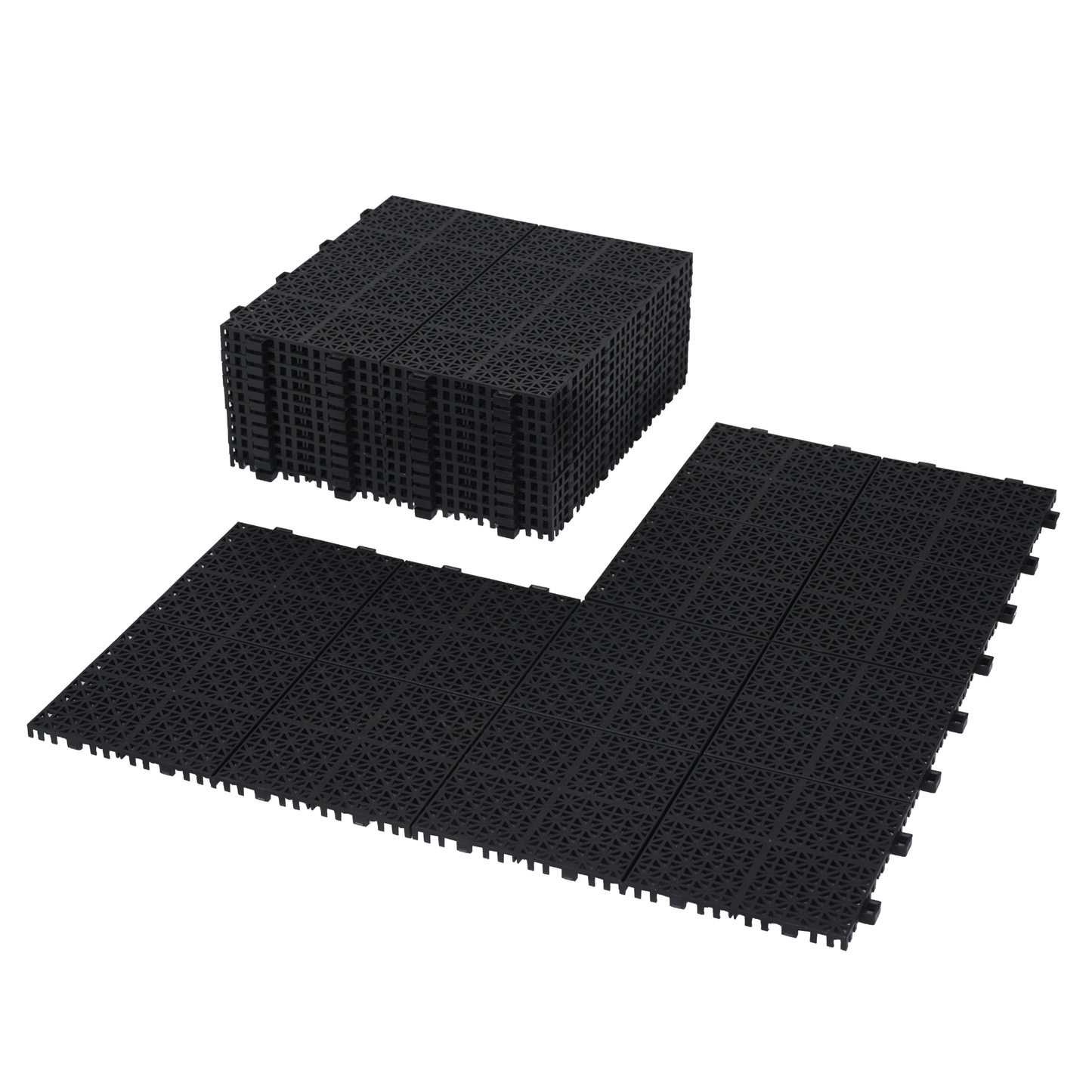 Dalles de terrasse interconnectées noires de 12 x 12 pouces - Pack de 12