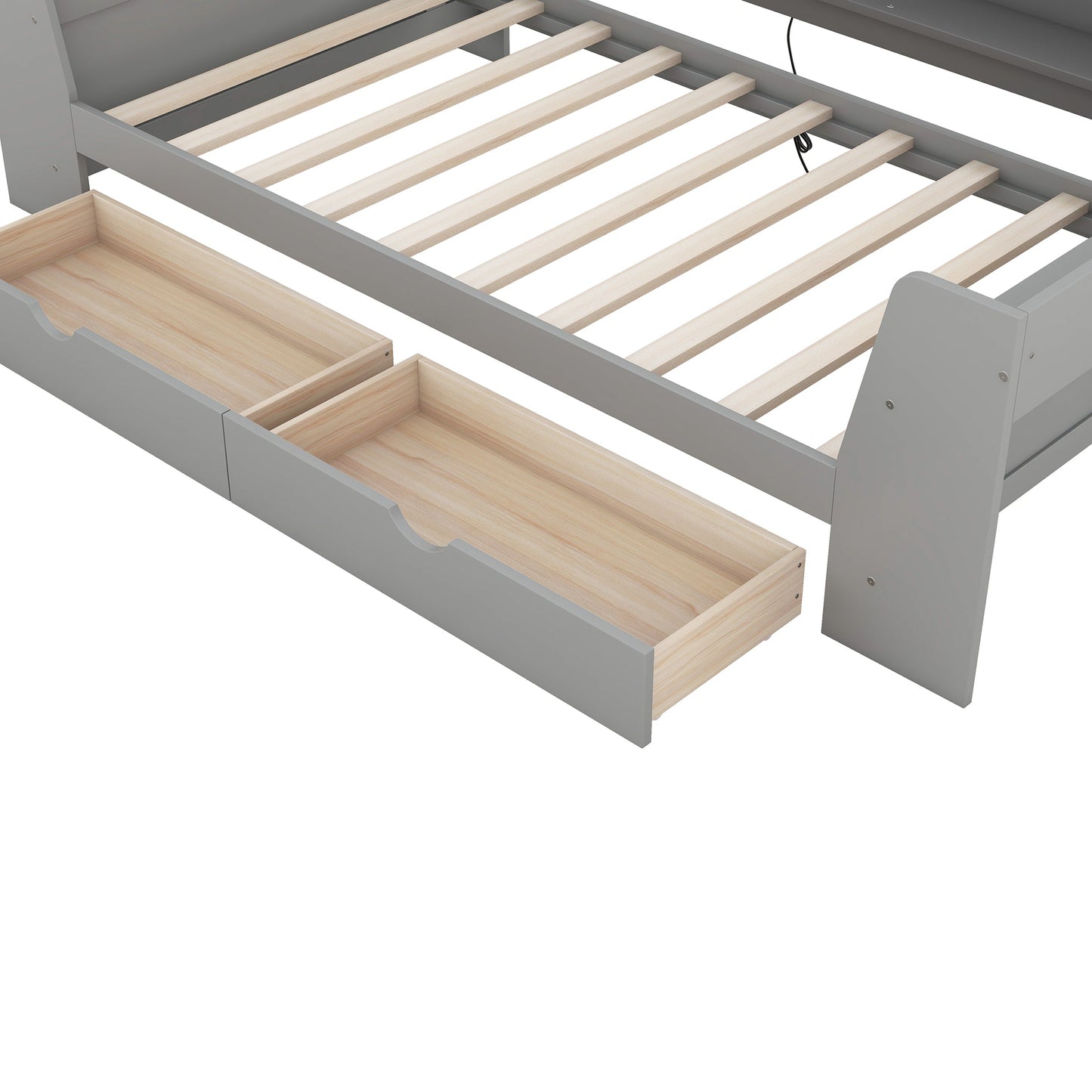 Elegant Twin Size Daybed with Shelves and Charging Station - Gray