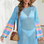 Openwork Contrast Long Sleeve Cover-Up