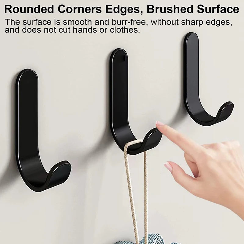 12Pcs Self Adhesive Hooks Heavy Duty Stainless Steel Wall Hooks Waterproof Sticky Hooks Bathroom Hang Towels Keys Coat Bags - Korvel