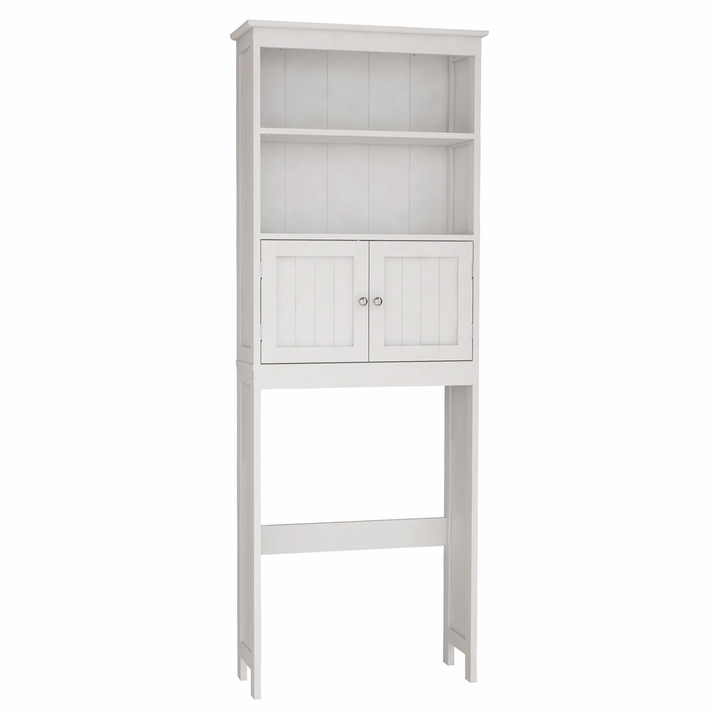 Over The Toilet Rack 2 -Tier Toilet Bathroom Spacesaver Storage Shelf with 2 Doors Wood Storage Organizer Cabinet - Korvel