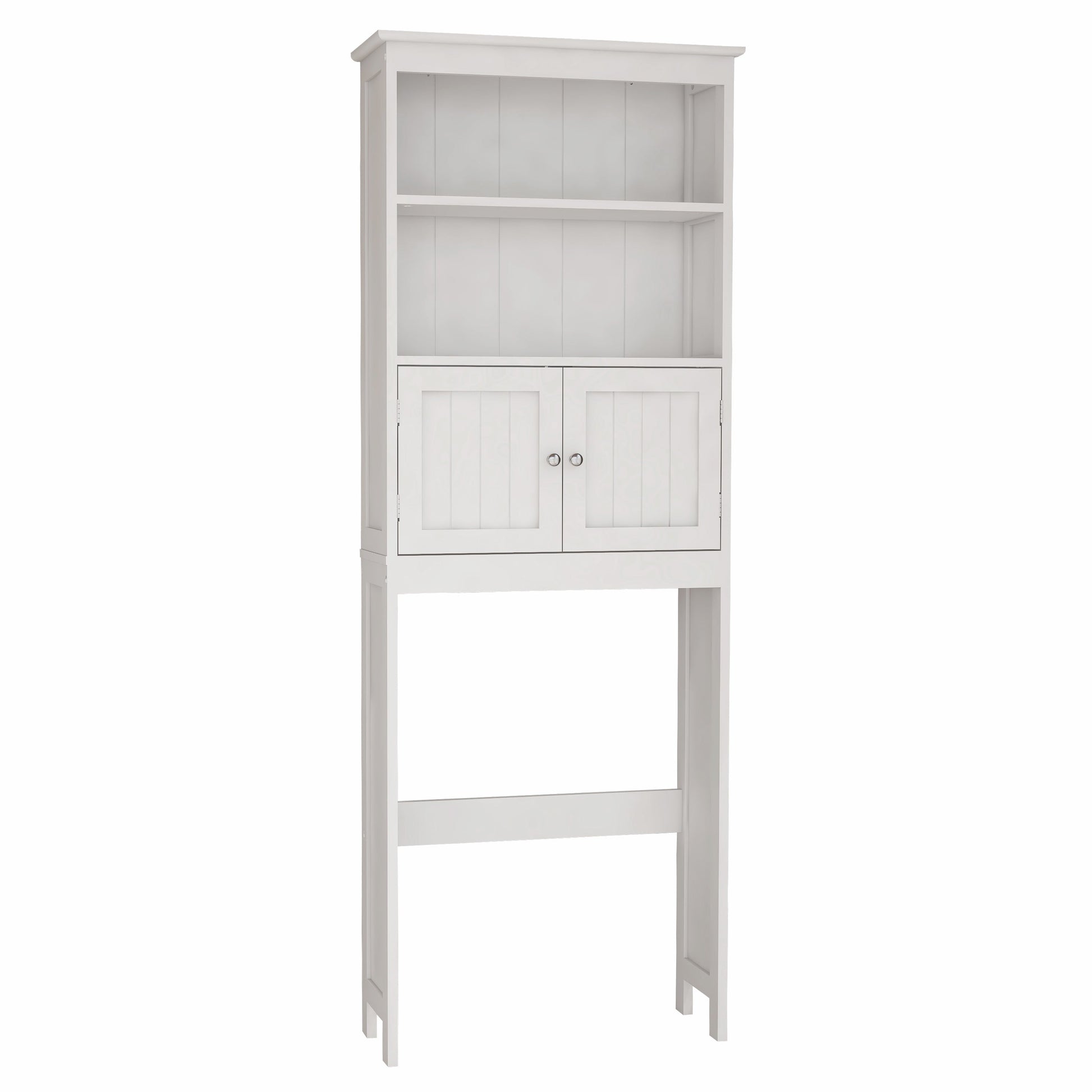 Over The Toilet Rack 2 -Tier Toilet Bathroom Spacesaver Storage Shelf with 2 Doors Wood Storage Organizer Cabinet - Korvel