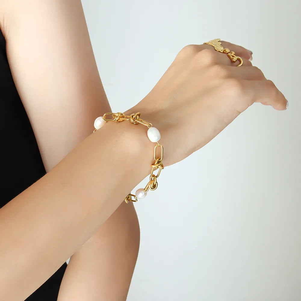 Freshwater Pearl Titanium Steel Bracelet - Korvel