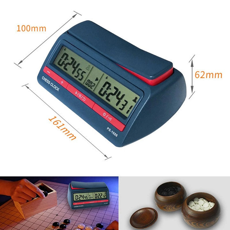 Competition Count Up Down Timer Professional Digital Chess Clock Plastic Battery Powered Lightweight Stopwatch for Board Game - Korvel