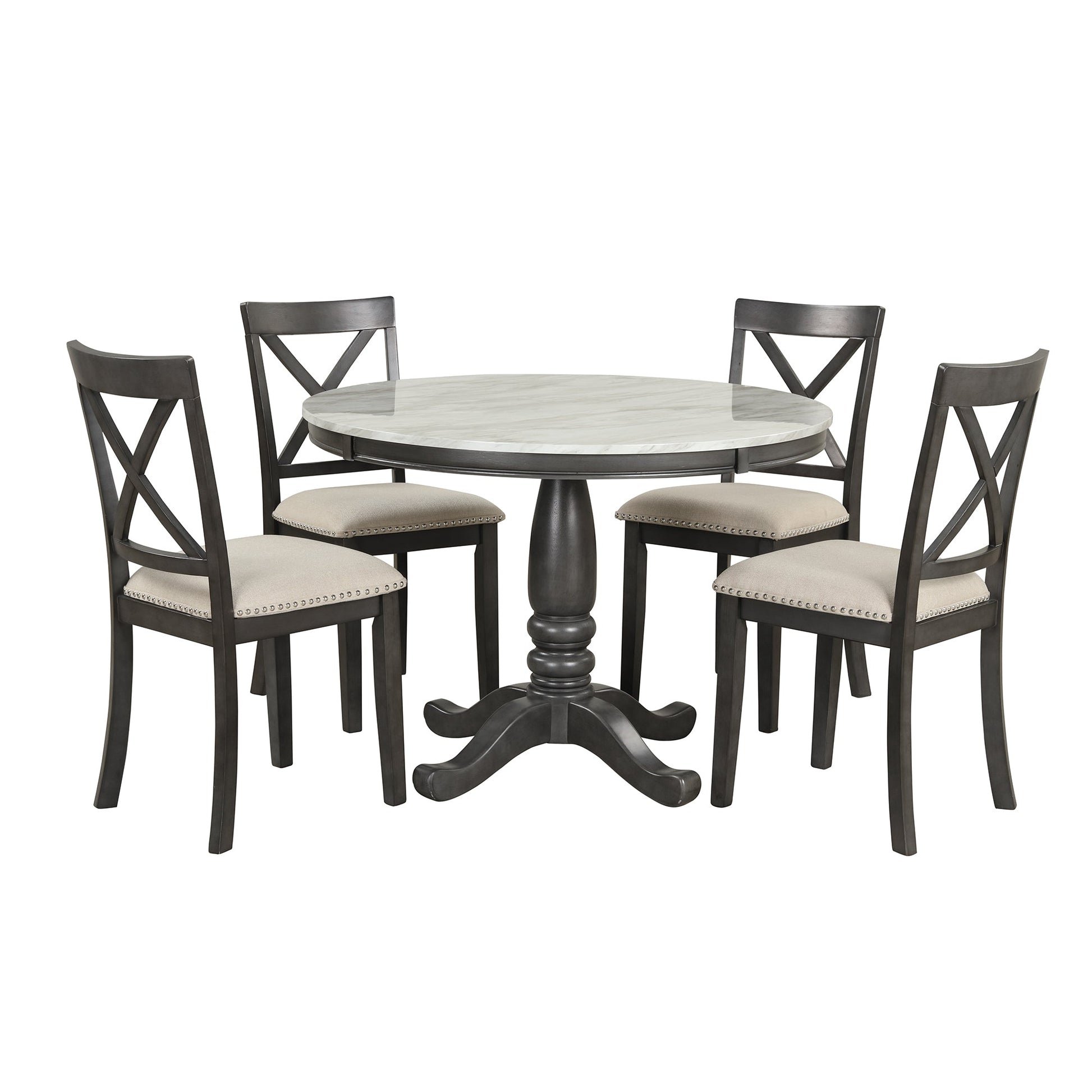 Orisfur 5 Pieces Dining Table and Chairs Set for 4 Persons Kitchen Room Solid Wood Table with 4 Chairs - Korvel